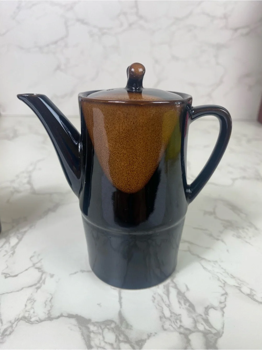 Vintage Japanese 70s Soy Sauce Pitcher and Salt and Pepper Shaker brown Glaze